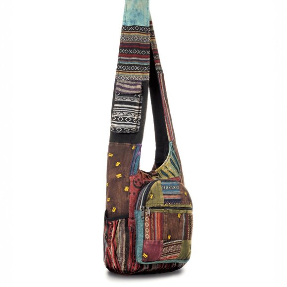 Bee Hobo Bag - Handmade Cotton Patch Shoulder Bag from Nepal - Picture 13 of 13